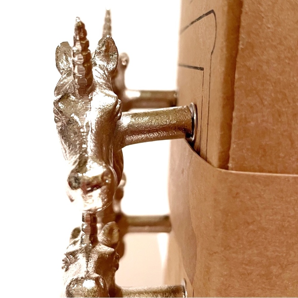 Unicorn Silver Metal Dresser Desk Drawer Knobs Set of 6 Kids Bedroom Cabinet Fun - Picture 11 of 13